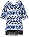 My Michelle Girls' Printed Dress with 3/4 Sleeve and Fringe Hem