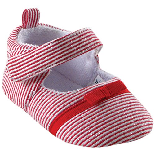 Girl's Bow Dress Shoe for Baby, Red Stripe, 0-6 months