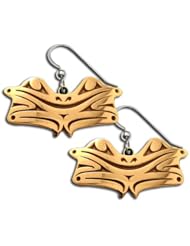 14K Yellow Gold Northwest Coast Native American Eighth Frog Earrings. Made in USA.