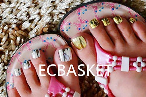 60 pcs Metallic Toe Nail Tips Acrylic False Feet Nails 4 Color Options in SAB nails Slivery