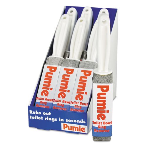 Pumie Toilet Bowl Ring Remover with Handle, Pumice, Gray - 6 toilet cleaners per case.