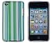 Mint Green Striped Flexible TPU Gel Case with Clear Sides for Apple iPod Touch 4, 4G (4th Generation)