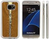 Rikki KnightTM Brown Corduroy Zipper Half Down Design Samsung® Galaxy S7 Case Cover (Clear Rubber with front Bumper Protection) for Samsung Galaxy S7