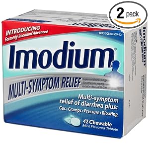 Imodium Multi-Symptom Relief of Diarrhea, Mint, 42-Count Chewable Tablets (Pack of 2) by Imodium
