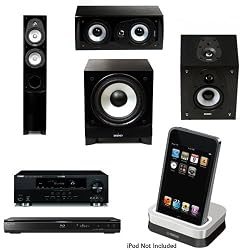 Energy CF-30 Floorstanding/Tower Speaker & CC-5 Center Channel Speaker & CR-10 Surround Speakers & ESW-C8 8-Inch 240 Watt Subwoofer & Yamaha RX-V665BL 630 Watt 7-Channel Home Theater Receiver & Yamaha YDS-11SL iPod Dock for select Yamaha AV Products & So