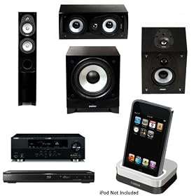 Energy CF-30 Floorstanding/Tower Speaker & CC-5 Center Channel Speaker & CR-10 Surround Speakers & ESW-C8 8-Inch 240 Watt Subwoofer & Yamaha RX-V665BL 630 Watt 7-Channel Home Theater Receiver & Yamaha YDS-11SL iPod Dock for select Yamaha AV Products & Sony BDP-S360 Blu-ray Disc Player Bundle