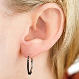 1/4ct tw Black Diamond Hoop Earrings set in Sterling SIlver 51ObZKNCWfL. SL160 1/4ct tw Black Diamond Hoop Earrings set in Sterling SIlver