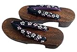 Lady's 24.5cm Browned Kiri Fashion Geta Wood Clogs Sandals for Japanese Kimono and Yukata GI003