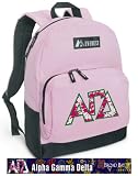 Alpha Gamma Delta Backpack Pink Alpha Gamma for Travel, Daypack CUTE School Bags Best Unique Cute Gifts for Girls, Students Ladies -
