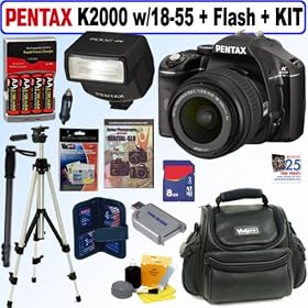 Pentax K2000 10.2MP Digital SLR Camera with 18-55mm f 3.5-5.6 DA L Lens and AF200FG Flash... by Pentax