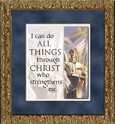 I can do all things: Biblical Reference: Philippians 4:14 - Beautiful 5" by 5" Destop or Shelf Decorative Framed Art