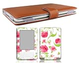 Bundle Monster Kindle 2 Synthetic Leather Case Cover Jacket + Skin Sticker + Screen Protector Ebook Accessories Combo - Fit 2nd Generation 6" Display