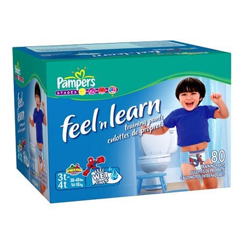 Pampers Feel n Learn Advanced Trainers, Training Pants for Boys, Size 3T-4T (30 to 40 Lbs), 80-Count Box