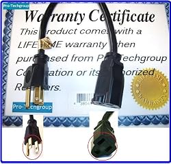 Pro-Techgroup Premium Grade 3 ft Heavy Duty 16AWG Power Cord Extension Cable - SJTW 16/3C NEMA 5-15P TO NEMA 5-15R (13A/125V)