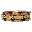 Set Of 3 Clay Bangles With Gold Design, Mirrors And Rhinestones