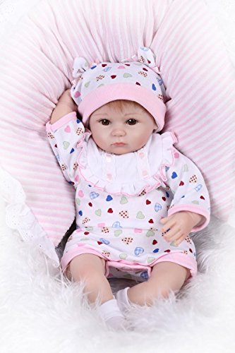 Npkdoll Reborn Baby Doll Soft Silicone 18inch 45cm Magnetic Lovely Lifelike Cute Boy Girl Toy White Bib Eyes Open