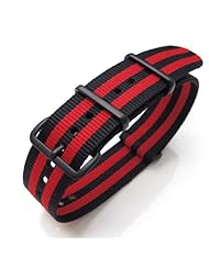 22mm G10 Nato James Bond Heavy Nylon Strap PVD Black Buckle - J03 Black&Red