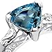 PEORA London Blue Topaz Scroll Gallery Solitaire Ring for Women 925 Sterling Silver, Natural Gemstone Birthstone, 2 Carat Trillion Shape 8mm, Sizes 5 to 9