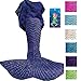 Mermaid Tail Blanket, 74''x 35'' Crochet Mermaid Blankets Seasons Warm Soft Handmade Sleeping Bag, Best Easter Gift for Kids Teens Adult