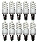10er Set Energiesparlampe Mini-Spirale T2 E14 9W 230V