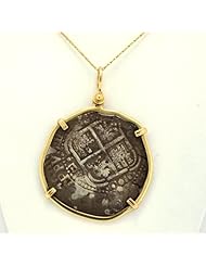 Antique Silver Coin with 14K Yellow Gold Frame Charm