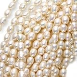 White Cultured Pearls Oval Rice 4-5mm /16 Inch Strand