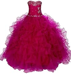 Girls Organza Floor Length  Flower-Girl Dress  With Ruffles