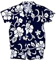 Classic Hibiscus Hawaiian Aloha Boy's 2 Piece Cabana set in Navy Blue