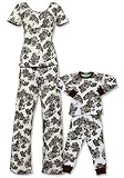 IMAGE OF Bedhead Stretch Matching Mommy and Me Trees Black & White Knit Pajamas