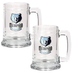 Memphis Grizzlies NBA 2pc 15oz Glass Tankard Set - Primary Logo by Great American Products