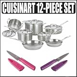 Cuisinart MCP-12 Multiclad Pro Stainless-Steel 12-piece Cookware Set With Kuhn Rikon Knife Bundle