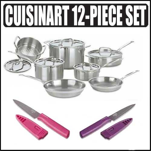 Cuisinart MCP-12 Multiclad Pro Stainless-Steel 12-piece Cookware Set With Kuhn Rikon Knife Bundle product image