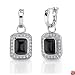 Red Carpet Splendor: Sterling Silver Celebrity Inspired Mini-hoops with Antique Style Black Onyx Dangle Earrings with CZ Diamonds