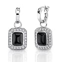 Red Carpet Splendor: Sterling Silver Celebrity Inspired Mini-hoops with Antique Style Black Onyx Dangle Earrings with CZ Diamonds