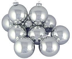 Club Pack of 16 Shiny Silver Candy Glass Ball Christmas Ornaments 3.25" (80mm)