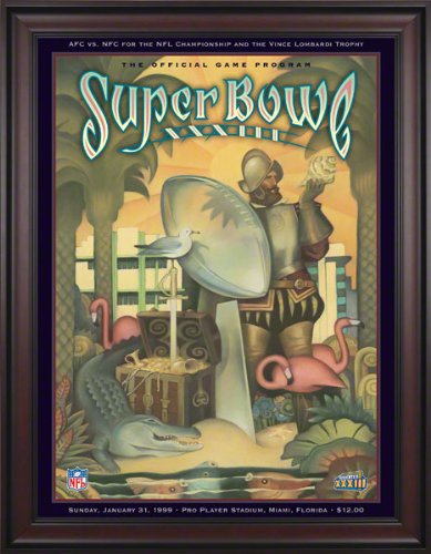 Framed Canvas 36 x 48 Super Bowl XXXIII Program Print | Details: 1999, Broncos vs Falcons