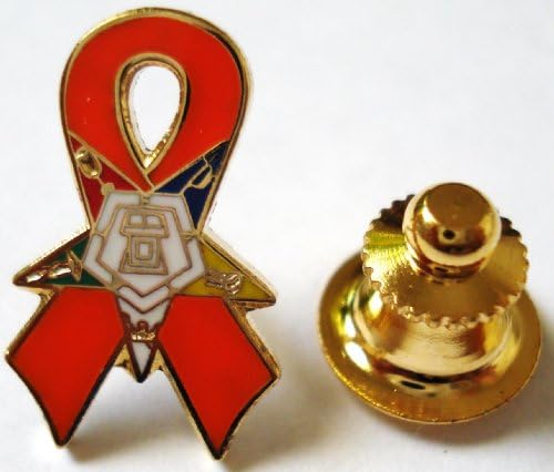 Order of the Eastern Star OES Orange Ribbon Awareness Leukemia Animal Rights Lapel Pin
