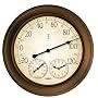 Springfield Precision Instruments 14" Metal Garden Thermometer with Clock and Hygrometer