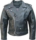 Mens Premium Buffalo Leather vented front & back MOTORCYCLE JACKET zipout liner and full belt 40-56