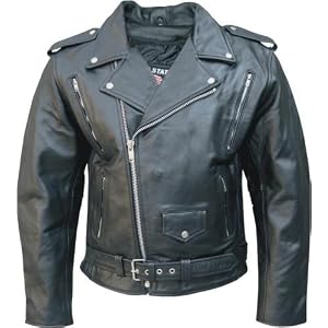 Mens Premium Buffalo Leather vented front & back MOTORCYCLE JACKET zipout liner and full belt 50