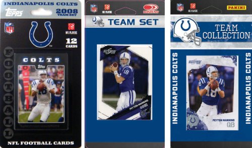 NFL Indianapolis Colts 3 Different Licensed Trading Card Team Sets