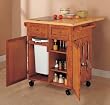 Medium Oak Kitchen Butler&reg; with Black Granite Cutting Board By Powell Furniture