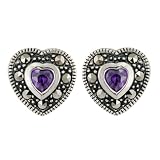 Ladies Amethyst and Stud Earrings, Silver, Model B10/021-22265