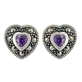 Ladies' Amethyst and Stud Earrings, Silver, Model B10/021-22265