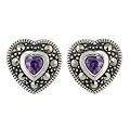 Boucles d'oreille - B10/021 - 22265 - Pendientes de mujer de plata con amatistas y marcasitas