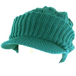 New Chunky Cable Knit Skull Newsboy Cabby Hat Cap Teal Medium Large