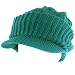 New Chunky Cable Knit Skull Newsboy Cabby Hat Cap Teal Medium Large