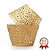 SUYEPER 100pcs Cupcake Wrappers Artistic Bake Cake Paper Cups Little Vine Lace Laser Cut Liner Baking Cup Muffin Case Trays for Wedding Party Birthday Decoration (Gold)