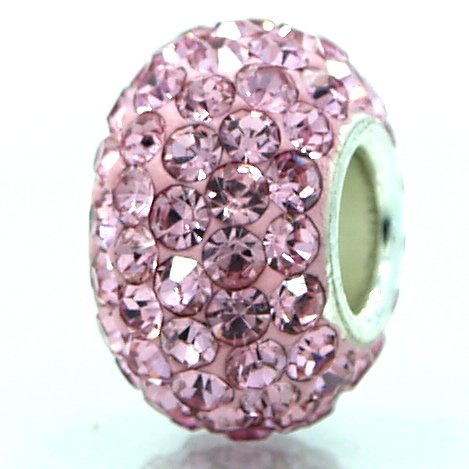 (One) Swarovski Crystal Pave on .925 Sterling Silver Core for Pandora Troll Chamilia Kay's Chram Bracelet 