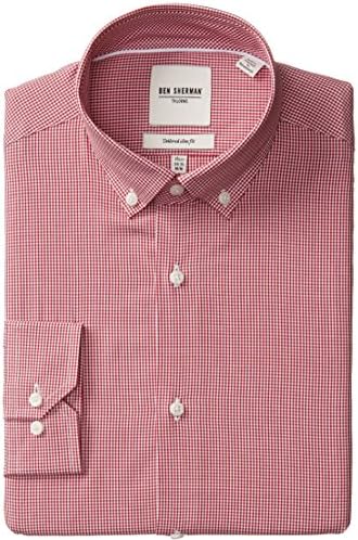 Ben Sherman Men's Red Gingham, Red, 16x34/35